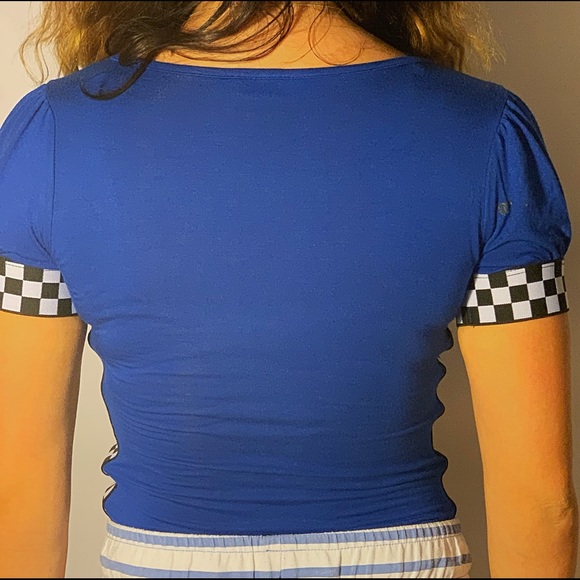 blue checkered crop top - Picture 3 of 3